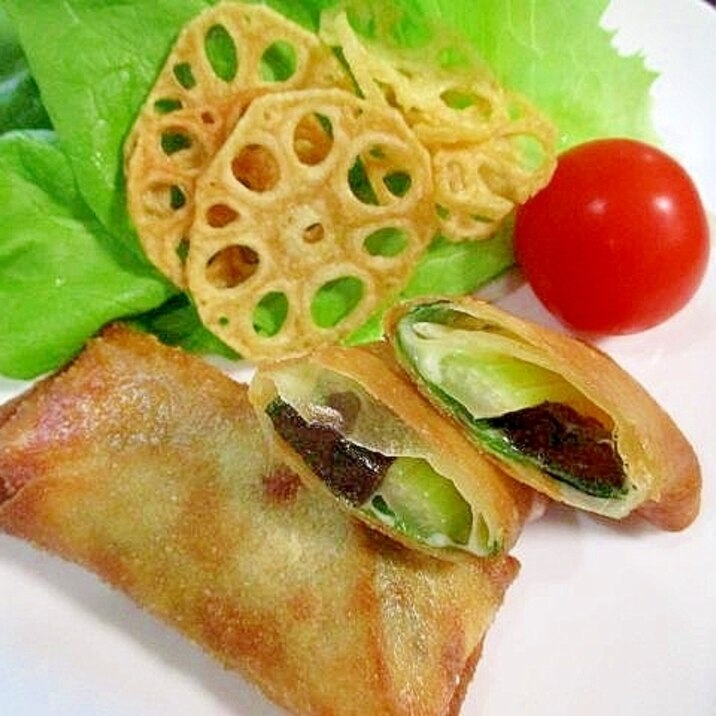 チーズと干し柿の春巻き